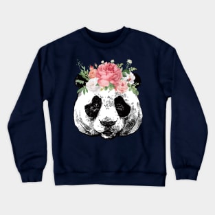 Panda Bear and Bouquet Pop Art Crewneck Sweatshirt